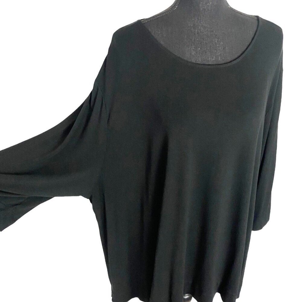 J JILL Women Wearever Collection 3/4 Sleeve Knit Top Sz 4XL Black Casual 1-16